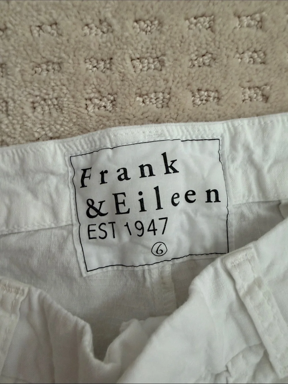 Frank & Eileen Jameson White Linen Blend Utility Jogger Pants Size 6